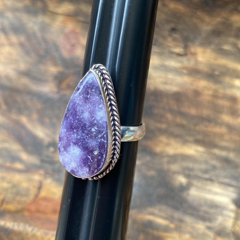 Lepidolite and 925 sterling dipped ring size 10 NEW - Picture 8 of 12